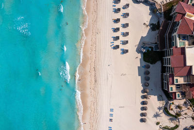 Aerial view of punta norte beach, cancun, mexico.