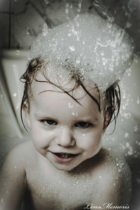 Portrait of girl in bathroom