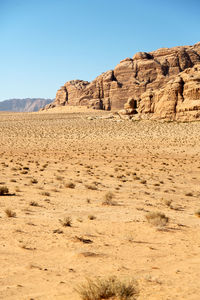 View of rock formations in desert against sky