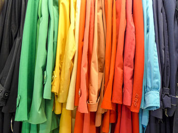 Full frame shot of colorful clothes at shop