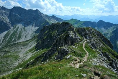 Scenic view of rocky mountains against sky