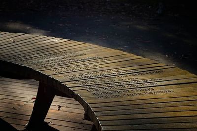 Close-up of wooden plank on wooden pier