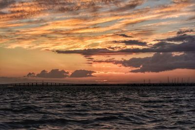 Scenic view of sea against dramatic sky