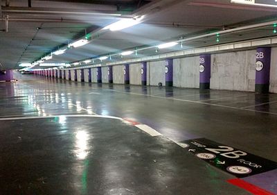 View of empty underground walkway