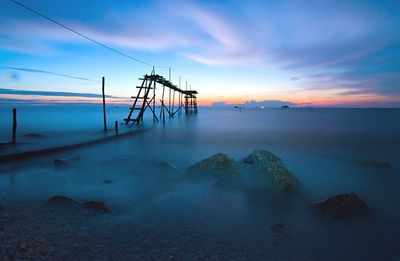 Scenic view of sea against sky at sunset