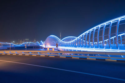 Light trails on road at night