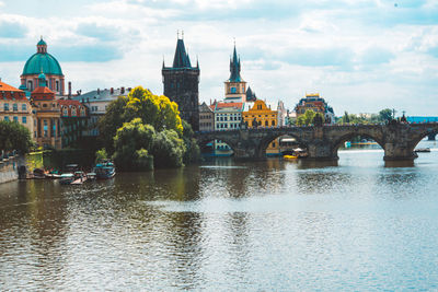 Bridge over river in city