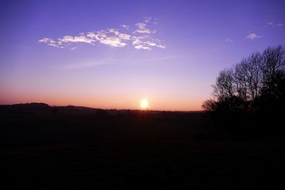 Silhouette trees against sky at sunset