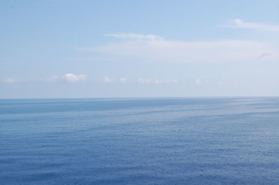 Scenic view of sea against blue sky