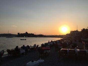 Scenic view of sea at sunset