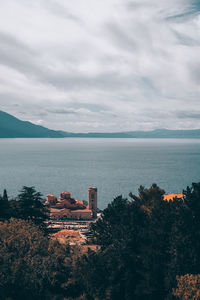 High angle view of sea against sky