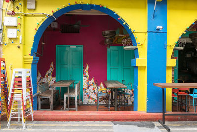 Graffiti art painting on restaurant building at haji lane of arab street in bugis, singapore.. 