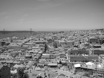 High angle view of townscape against sky