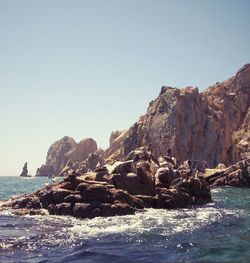 Scenic view of sea against clear sky