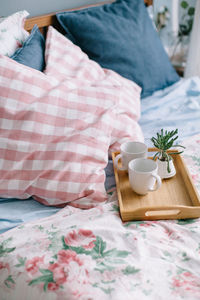 Close-up of breakfast on table