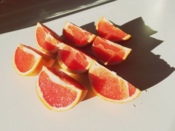 High angle view of fruits on table