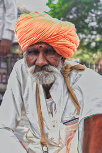 Portrait of man wearing mask outdoors