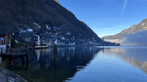 Scenic view of lake against sky