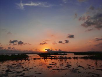 Scenic view of sea against sky during sunset