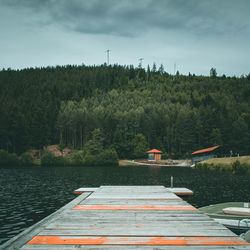 Scenic view of lake against sky