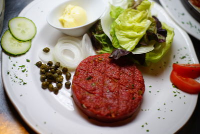 Close-up of meal served in plate