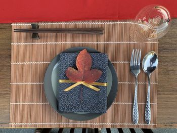 High angle view of fruits on table