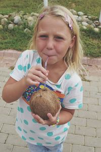 Close-up of girl holding ice cream