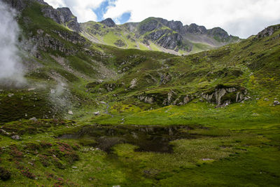 Scenic view of mountains against sky