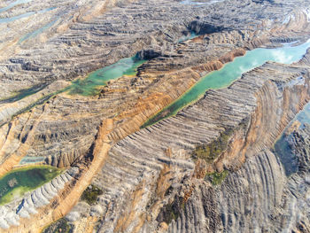 High angle view of rocks on land