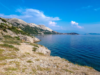 Scenic view of sea against sky in stara baska on krk island , croatia.