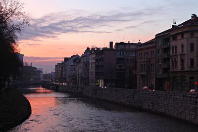 View of cityscape against sky during sunset