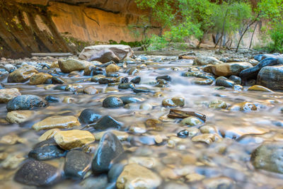 Surface level of stones in river
