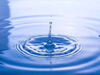 Close-up of drop falling in water