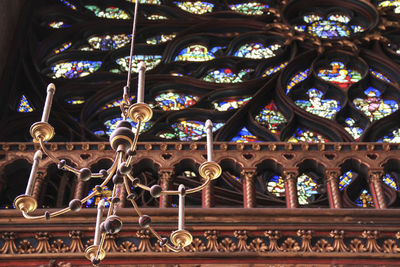 Low angle view of ornate window in temple