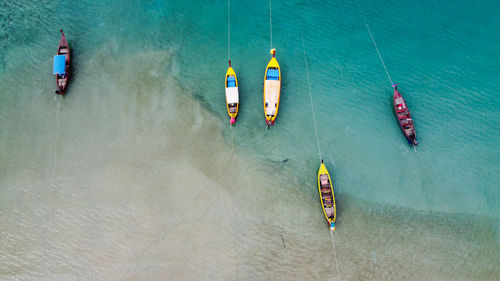High angle view of people in sea