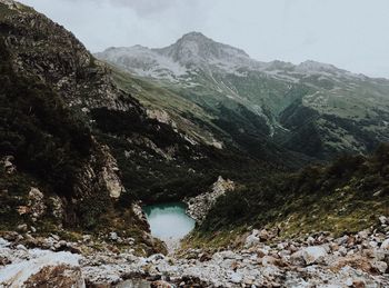 Scenic view of rocky mountains against sky