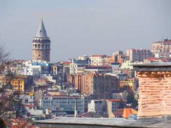 Cityscape against clear sky