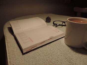 Close-up of coffee cup on table