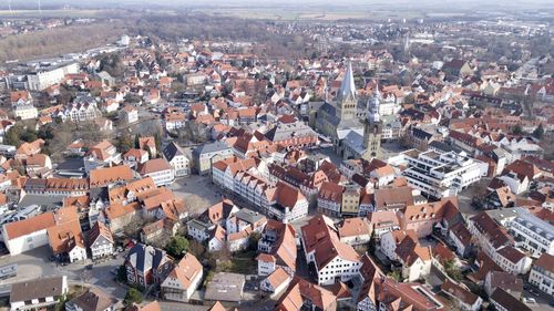 High angle shot of townscape