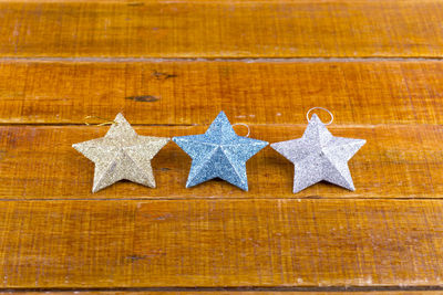 Directly above shot of christmas decoration on table