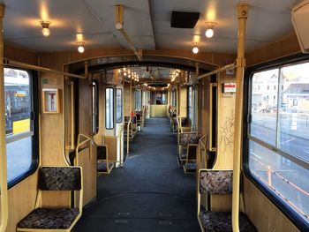 Empty seats vintage tram