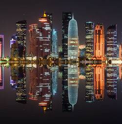 Illuminated cityscape at night