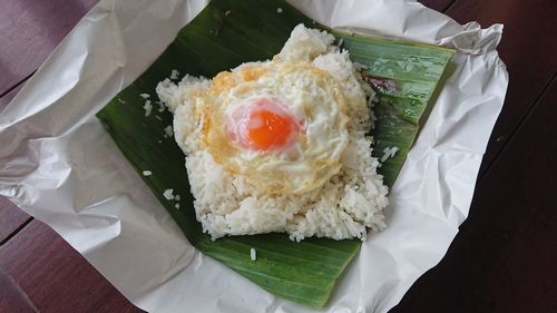 High angle view of meal served in plate