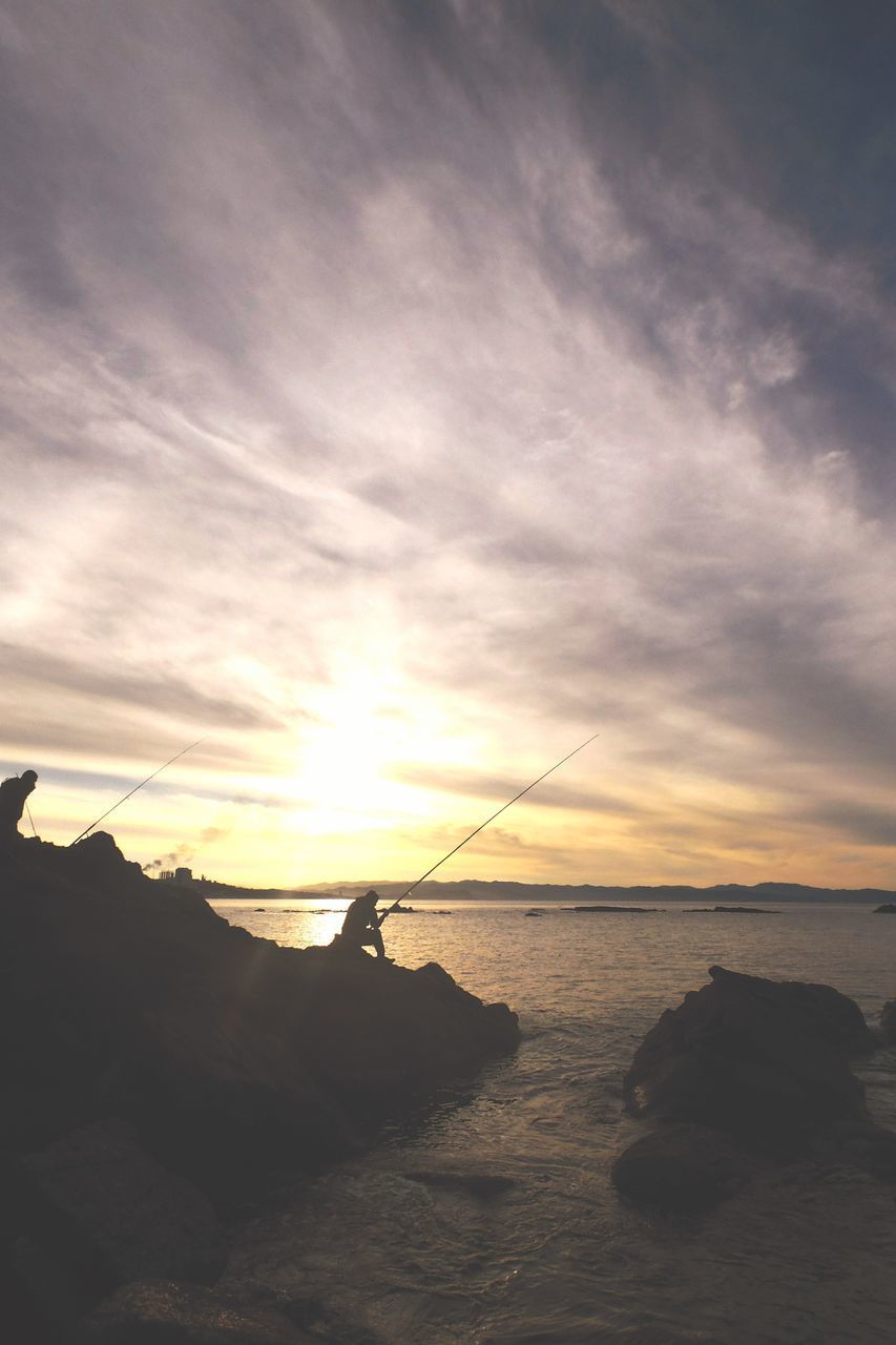 SCENIC VIEW OF SEA AT SUNSET