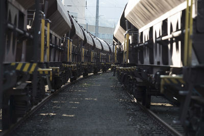 A freight train for the transportation of goods by rail