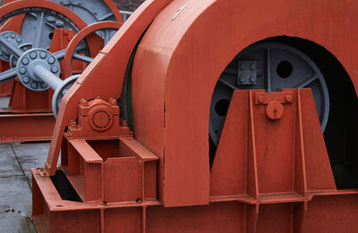 Close-up of red train
