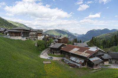 A panoramic view of the sauris di sopra valley, italy