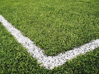 High angle view of soccer field