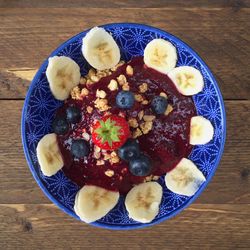 High angle view of food in plate