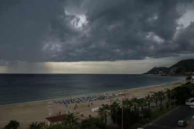 Scenic view of sea against cloudy sky